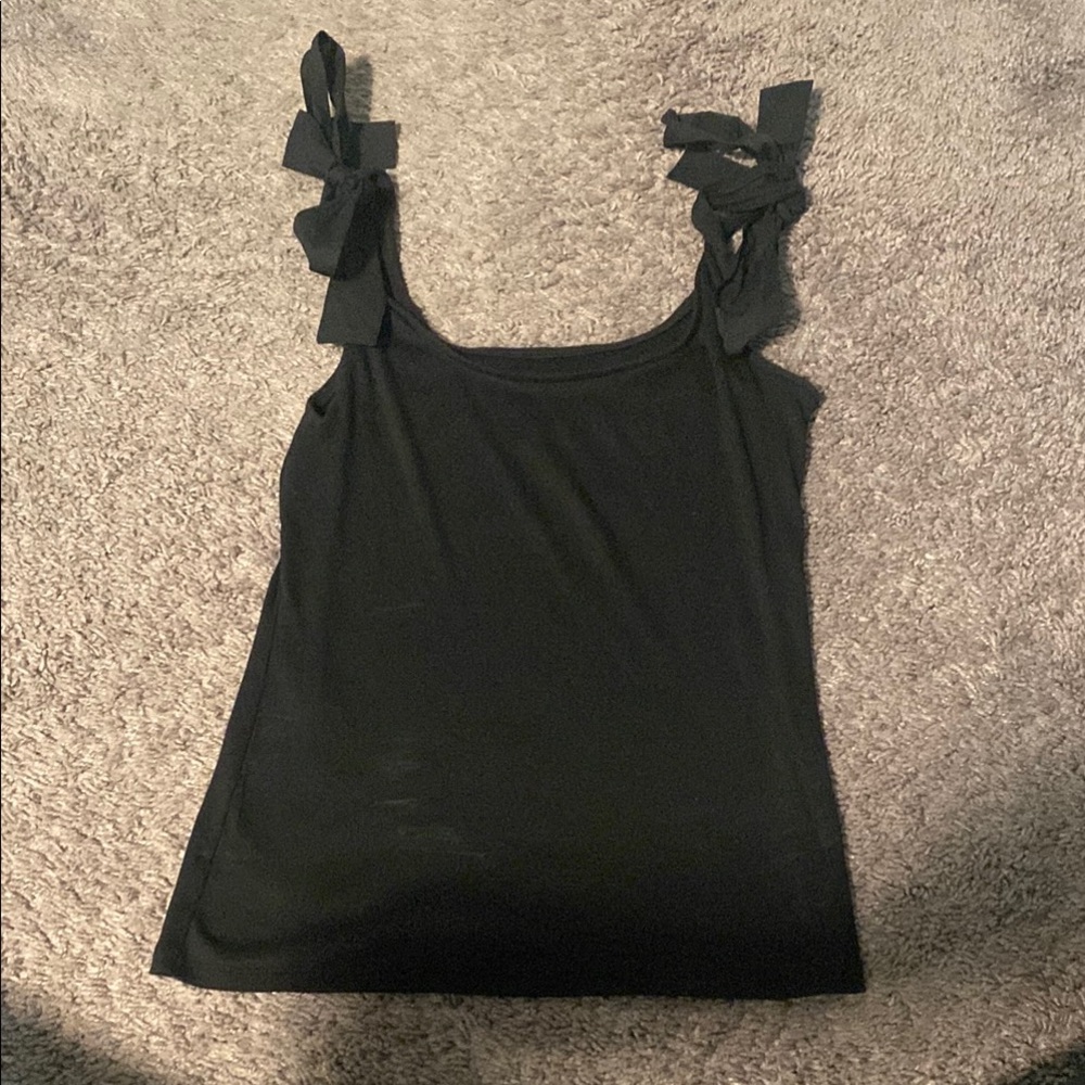 Black Sleeveless Top with Bow Straps